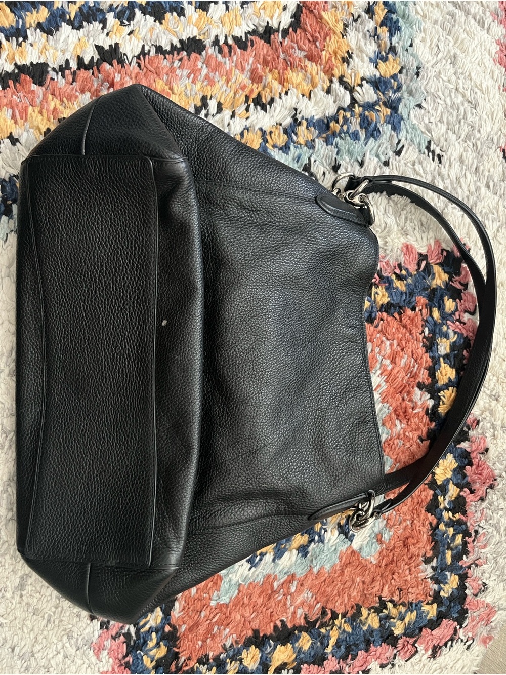 Coach Hallie Shoulder Bag. Black Pebble Leather with Silver Hardware - Picture 6 of 9